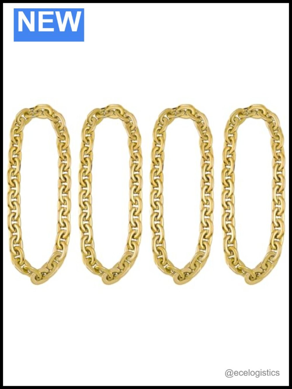 Large Plastic Chain Necklace Gold-Plated 39" Adjustable Lightweight Party